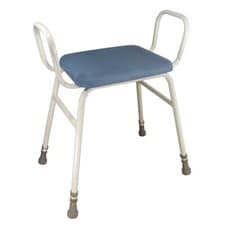 Image of Perching Stool with Arms - 500 650mm Adjustable Height - Padded Wipe Clean Seat