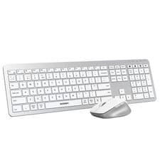 Image of Wireless Bluetooth Keyboard & Mouse Set Multi-Device Ultra Slim White & Silver