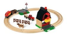 Image of BRIO Farm Railway Set 33719 with Barn, Train, Tractor and Cow