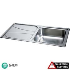 Image of Carron Phoenix Zeta 100 1.0 Bowl Polished Stainless Steel Kitchen Sink & Waste 1