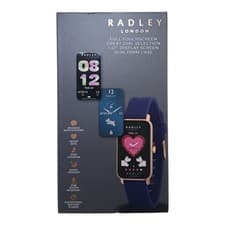 Image of Radley London Smart Watch Womens 25mm Rose Gold Navy Silicone Touchscreen App