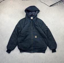Image of Carhartt Black Hooded Zip Up Work Jacket / Active Jacket Size Large / L 