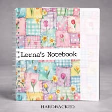 Image of Personalised Patchwork Notebook Custom Name A5 Hardback Journal Gift for Her