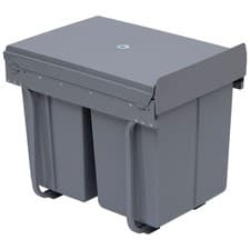 Image of HOMCOM Recycle Waste Bin 40L Sorter Kitchen Recycle Waste Bin Pull ABS Silver