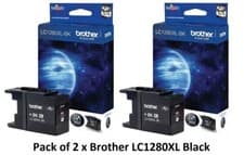 Image of 2 X Genuine Brother LC-1280XL-BLACK High Yield Inkjet Cartridge - New 2 PACK