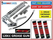 Image of 120CC PISTOL GRIP ONE HAND MANUAL GREASE GUN SET + 3 CARTRIDGES TUBE NEW CT2874