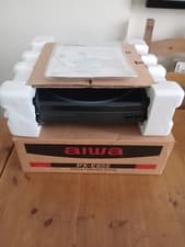 Image of Vintage Boxed Aiwa PX-E855 Semi-automatic Turntable In Black New Mint Condition
