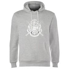 Image of Official Harry Potter Hogwarts House Crest Hoodie Adults Grey