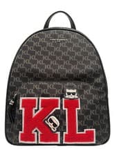 Image of KARL LAGERFELD PARIS Khloe Backpack Logo Print Black/Gray # LH2KJ8CD - NWT