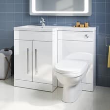 Image of Bathroom Vanity WC Unit Wash Basin Set Soft Close Coupled D-Shaped Toilet 