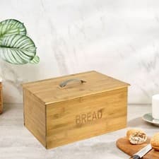 Image of BREAD BIN ORIGINAL BAMBOO WOOD WOODEN BREAD BIN STORAGE BOX WITH LID KITCHEN 