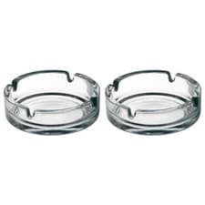 Image of Clear Glass Ashtray Round Cigarette Smoking Ash Tray Home Pub Garden Stack Able