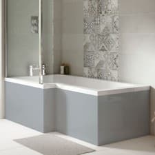 Image of Hudson Reed Satin Grey 1700mm L-Shaped 18mm MDF Bath Panel Modern Bathroom