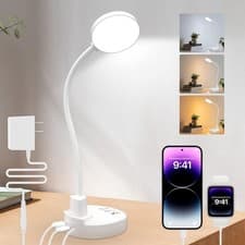 Image of 60 LED Desk Lamp with USB Charging Ports – Dimmable Table Lamp with 3 Color T