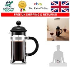 Image of Luxury Black 3-Cup French Press Coffee Maker - 350ml, Durable Glass & Steel