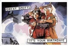 Image of Back To The Future Film Themed Birthday Card Marty McFly Doc Brown Michael J Fox
