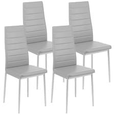 Image of New Set of 4 Dining Chairs Padded Seat High back Metal Legs Home Furniture Grey
