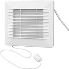 Image of Bathroom Extractor Fan with Pull Cord 100mm Quiet Ventilation Wall Mount Design