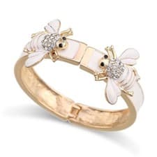 Image of Enamel Bee Cuff Bangle Bracelet Multicoloured Gold Plated UK