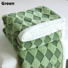 Image of Heavy Diamond Checked Sherpa Fleece Blanket Fleece Warm Sofa Throw Faux Fur Soft