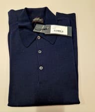 Image of John Smedley Midnight Dorset Extra Fine Merino Wool Polo Shirt