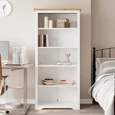Image of WALPLUS Bookcase BODO Brown 80x38x180 cm Solid Wood Pine 5-Tier Storage