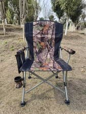 Image of Deluxe Folding Camping Chair With Cup Holder and Side Pocket Holds Up To 150kg