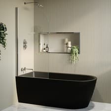 Image of Matt Black Freestanding Shower Bath Single Ended Left Hand BUN/AMALH1650MB/97058