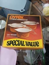Image of New Pyrex 3-piece Casserole Set Old Orchard 480-47-s Z1
