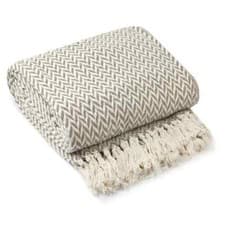 Image of LUXURY 100% COTTON HERRINGBONE THROW BLANKET FOR SOFAS CHAIR BED RUNNER CHEVRON