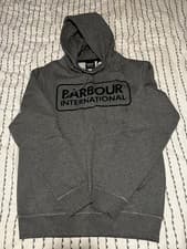 Image of Barbour International Black Hoodie Size S Grey - Black Logo New With Tags