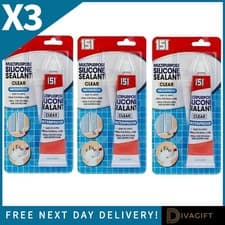 Image of 3 x CLEAR SILICONE SEALANT TUBE 70G BATHROOM SHOWER KITCHEN SEALER WATERPROOF