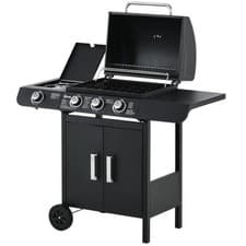 Image of 3 and 1 Gas Barbecue Grill w/ Side Burner & Large Cooking Area for BBQs Black