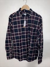 Image of Farah Men's Cristian Check Overshirt Bordeaux Size Large Brand New £80