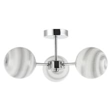 Image of Designer Polished Chrome Ceiling Light with Grey Marble Glass Shades by Happy...