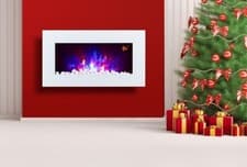 Image of 2026 TRUFLAME 7 COLOUR LED WHITE GLASS FLAT ELECTRIC WALL MOUNTED FIRE