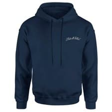 Image of Official Looney Tunes That's All Folks Adults Hoodie - Navy Embroidered