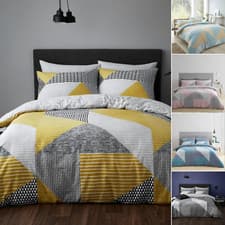Image of Catherine Lansfield Larsson Geo Duvet Cover Set Bedding Set Geometric Reversible