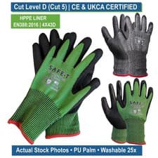 Image of PU ANTI CUT RESISTANT WORK SAFETY GLOVES BUILDERS GRIP PROTECTION LEVEL 5
