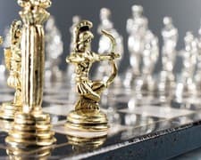 Image of Handmade Mythology Chess Set Wooden Board Metal Pieces Collector Gift