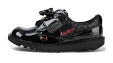 Image of Kickers Girls Junior kick Lo Black PATENT leather School Shoe 5853