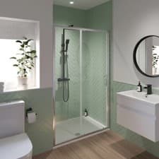 Image of Sliding Shower Door 1200mm - 6mm Thick Glass Lightweight Aluminium Frame