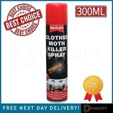 Image of CLOTHES MOTH KILLER SPRAY RENTOKIL REPELLS CARPET FABRIC CLOTH WARDROBE 300ML