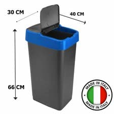 Image of 60L Plastic Swing Waste Bin Recycle Refuse Dustbin Paper Office Kitchen Blue