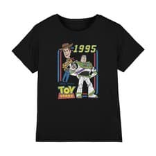 Image of Disney Toy Story Woody And Buzz 1995 Kids T-Shirt 7-13 Years, Black
