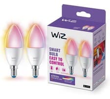 Image of Wiz E14 Colour Smart Light Bulb 470lm Colour Changing LED 2 Pack Candle