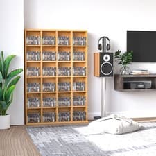 Image of 456CD/336DVD Media Storage Shelf with Adjustable Shelves, 89 x 130.5 cm, Beech