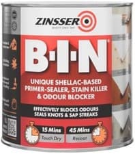 Image of Zinsser BIN Primer-Sealer & Stain Killer 1 Litre for Walls & Glossy Surfaces
