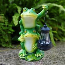 Image of Garden Solar Frog Statue Light Solar Statue Light Frog Garden Statue Collectible