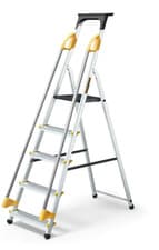 Image of Drabest 5 Step Aluminium Ladder with Handrails Tool Tray Non-Slip Home DIY 150kg
